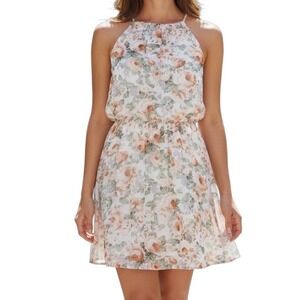 GUESS Dress Mini Floral Halter Neck Vintage Rose Garden Women Medium Grunge Boho